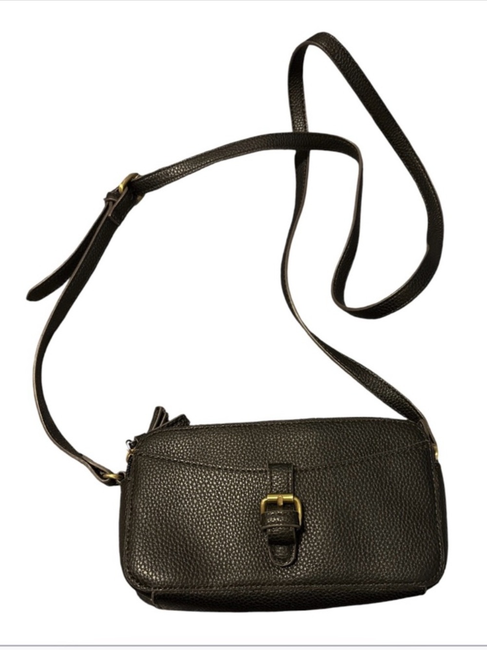 St John’s Bay Black Pebbled Crossbody Bag with Plush Bag Charm